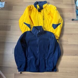 Women's Vintage Columbia Yellow Blue 3-In-1 Fleece Shell Ski Jacket Sz Large